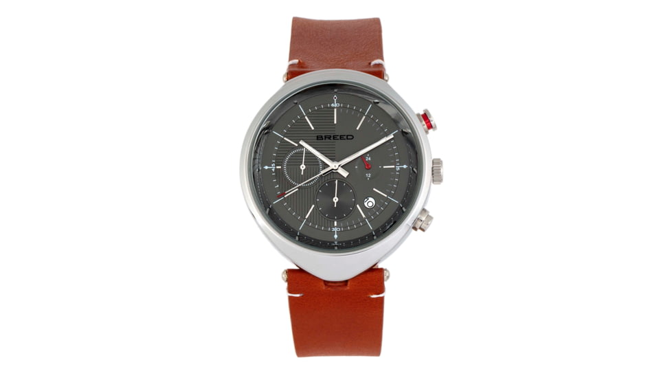 Breed Tempest Chronograph Leather-Band Watch w/Date, Brown/Grey, One Size, BRD8604