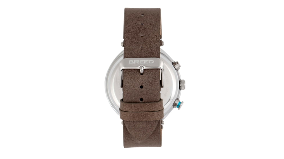 Breed Tempest Chronograph Leather-Band Watch w/Date, Grey/White, One Size, BRD8602