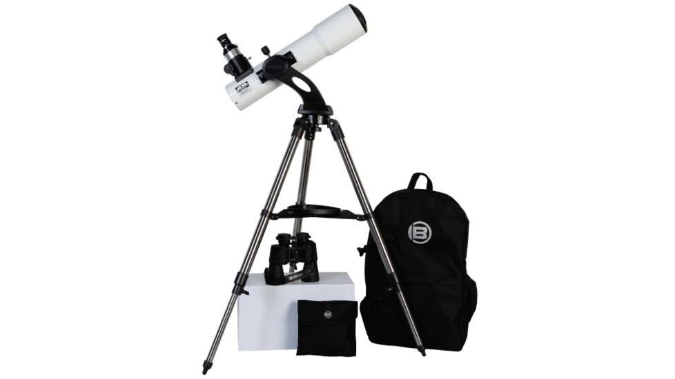 Bresser Rich Field 102mm f/4.5 Doublet Refractor Telescope w/ 7x50 Binoculars, Tripod, 70 Degree 20mm Eyepiece, and Backpack Carrying Case BR-AR102S-00
