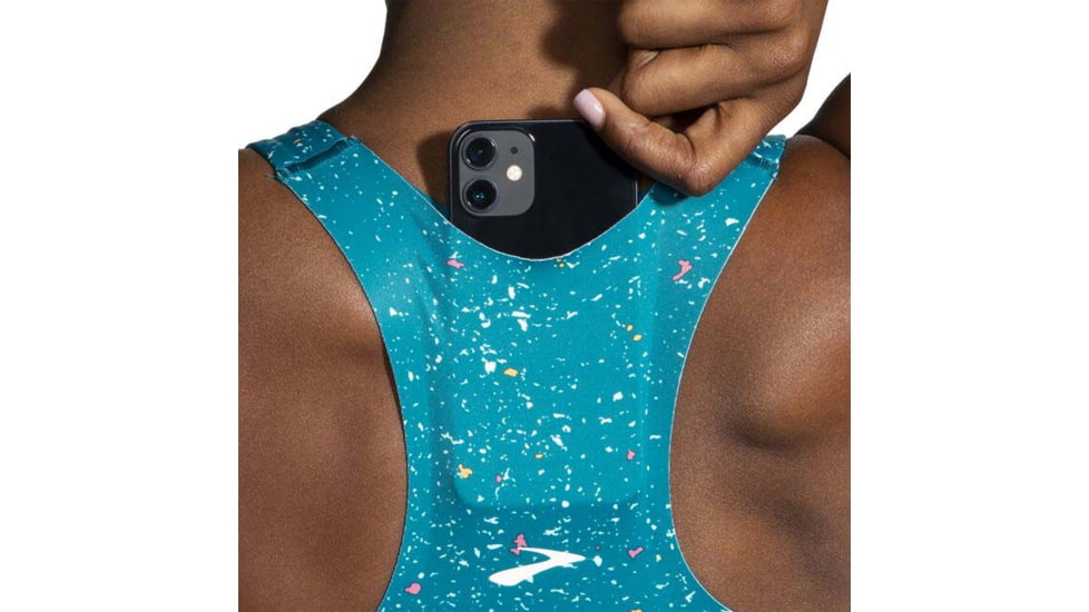 Brooks Drive 3 Pocket Run Bra - Womens, Lagoon Speckle Print, 38AB, 350080464.038AB