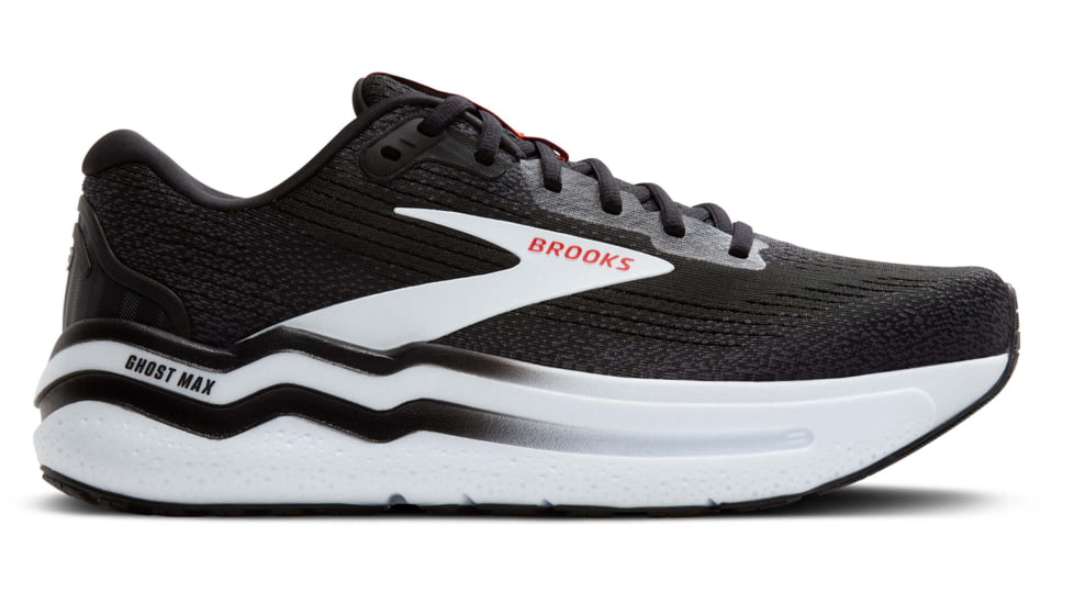 Brooks Ghost Max 2 Road Running Shoes - Mens, Black/White/Fiery Red, 9.0 US/Medium, 1104311D027.090
