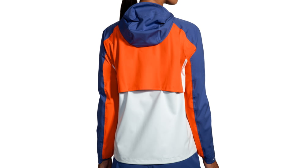 Brooks High Point Waterproof Jacket - Womens, Lt Slate/Bright Orange/Aegean, Medium, 221608477.030