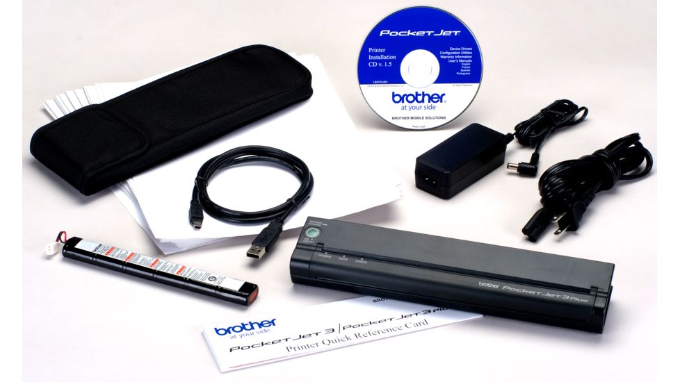 Brother Mobile Solutions Pocket Jet 3 Plus 300 DPI Portable Printer Kit integrated USB/IrDA PJ523-K