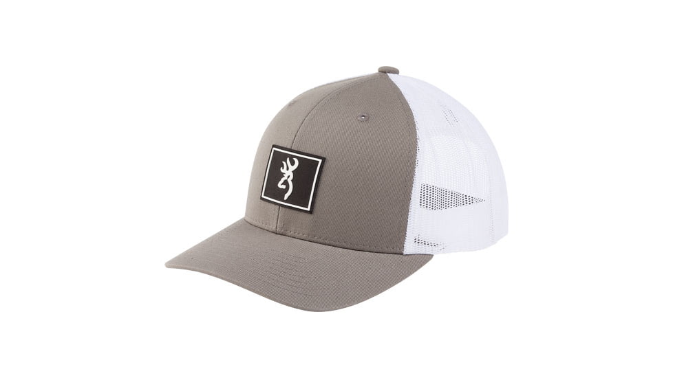 Browning Bg Cap Border 110 Mesh Snapbck Gray/white Square Patch Osfm