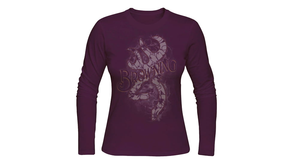 Browning Bg Women's Longsleeve Bead Buckmark Shirt Large Purple