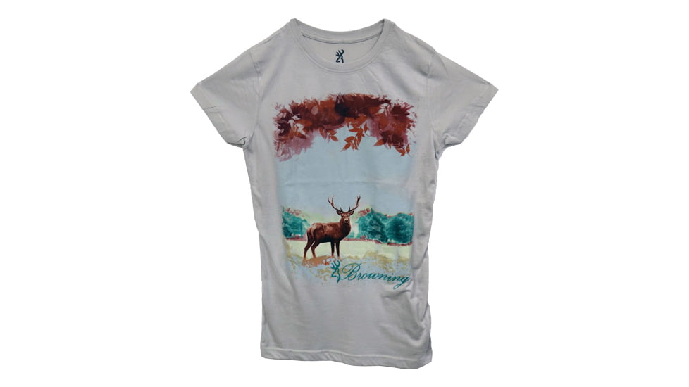 Browning Bg Women's Longsleeve Fitted Fall Deer Shirt Small Grey
