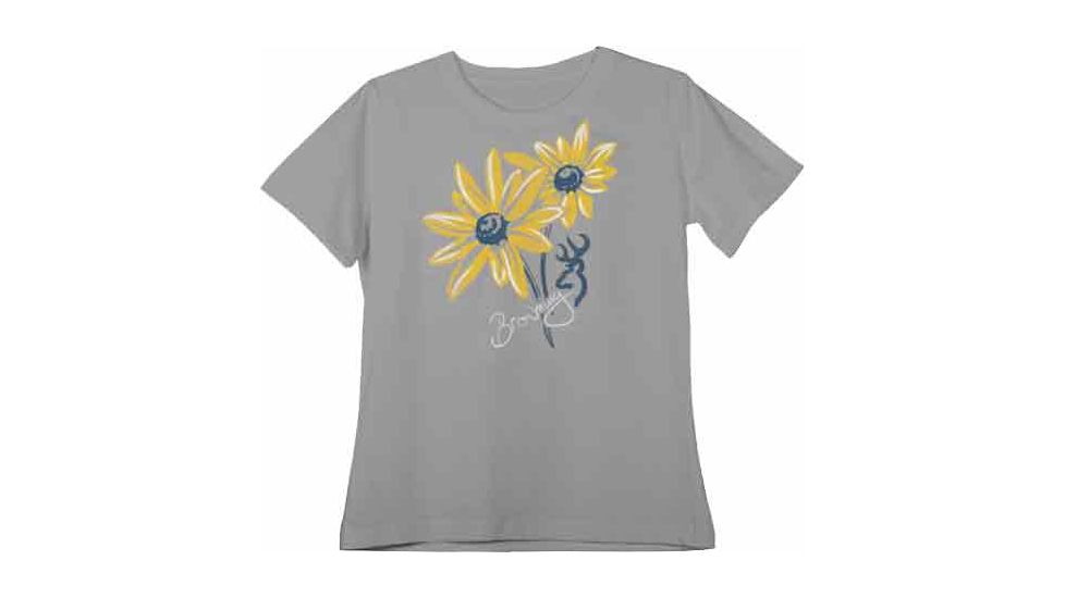 Browning Bg Women's T-shirt Daisies Medium Fitted Silver