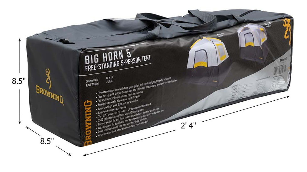 Browning Camping Big Horn 5-Person Tent, Charcoal, 5596600