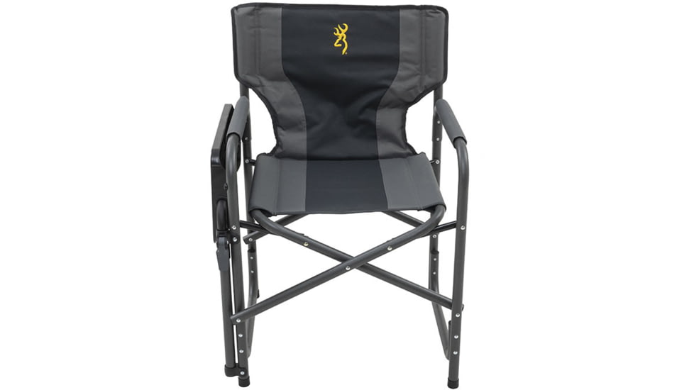 Browning Camping Rimfire Folding Chair w/Multi-Position Side Table, Charcoal/Gray, 8532558
