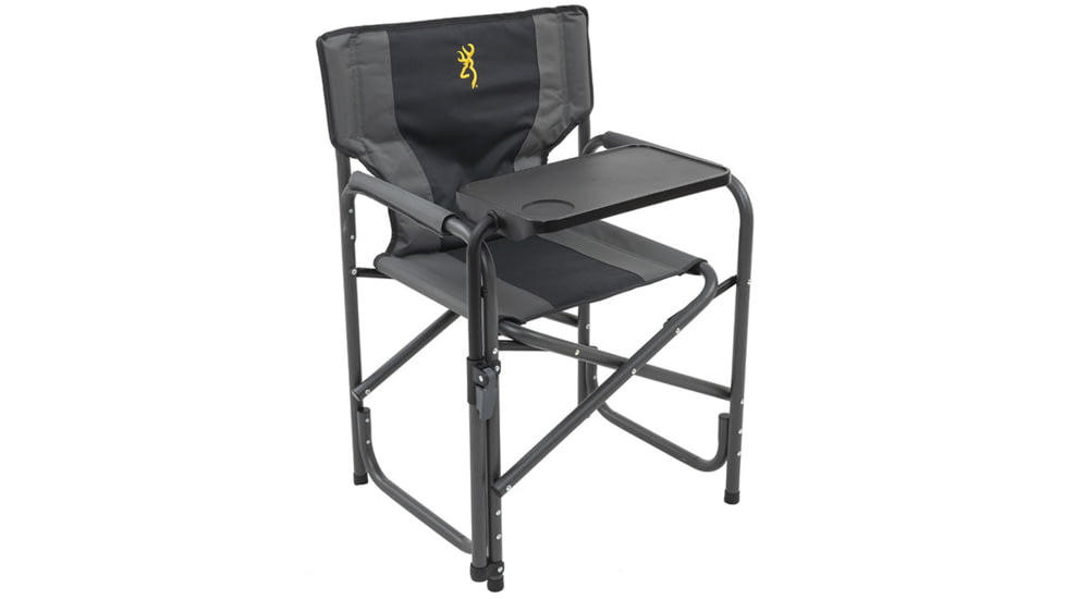 Browning Camping Rimfire Folding Chair w/Multi-Position Side Table, Charcoal/Gray, 8532558