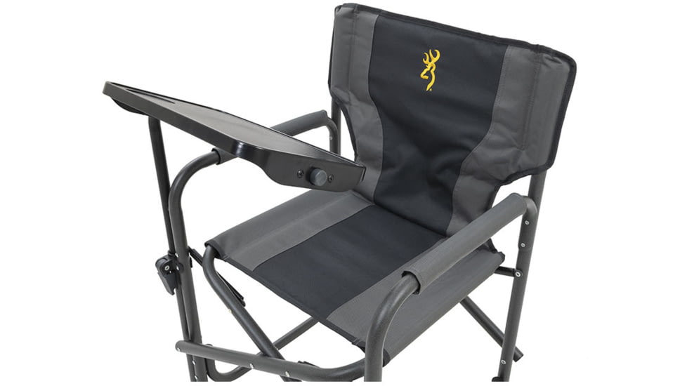 Browning Camping Rimfire Folding Chair w/Multi-Position Side Table, Charcoal/Gray, 8532558