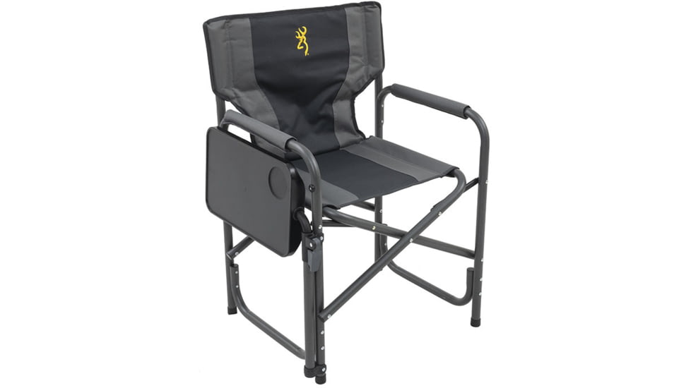 Browning Camping Rimfire Folding Chair w/Multi-Position Side Table, Charcoal/Gray, 8532558