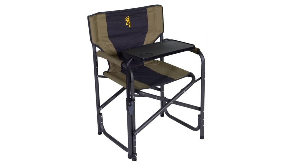 Browning Camping Rimfire Folding Chair w/Multi-Position Side Table, Khaki/Coal, 8532514