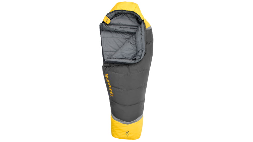 Browning Camping Vortex 0 Sleeping Bag, Charcoal/Gold, 4853036