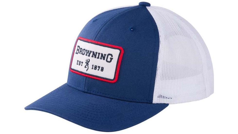 Browning Wallow Mesh Snapback BG Stick Patch Cap, Blue/White, One Size, 308788651