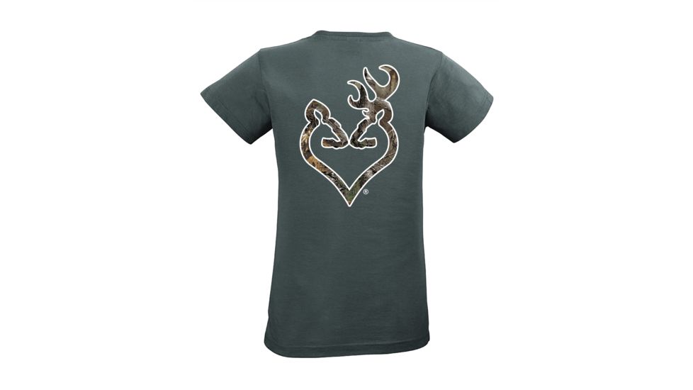 Womens Graphic Rt Extra Buckheart Short Sleeve T-Shirt, Charcoal