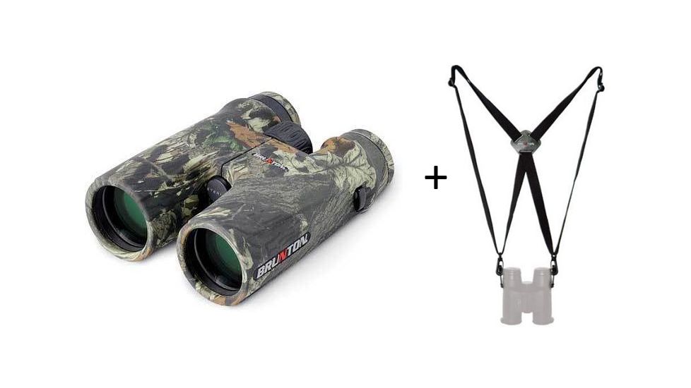 Brunton Eterna 15x51mm High Power Roof Prism Binoculars, Camo E1551-CAMO w/ Brunton Binocular Stabilizing Packstrap, Black 4080