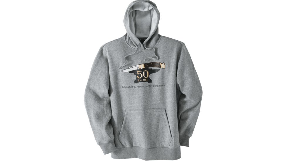 Buck Knives 110 50th Anniversary Hoodie, Heather Gray, LG BU7849