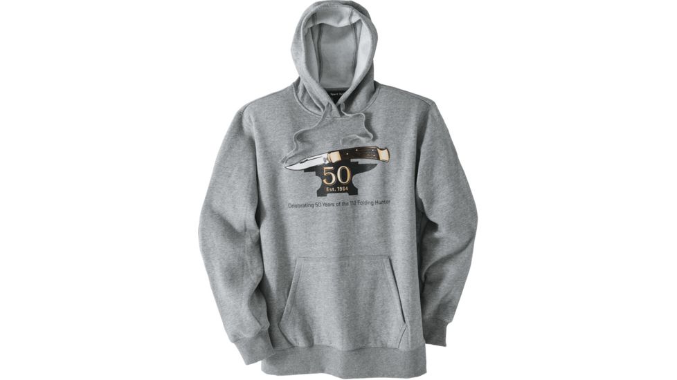 Buck Knives 110 50th Anniversary Hoodie, Heather Gray, XXL BU7851