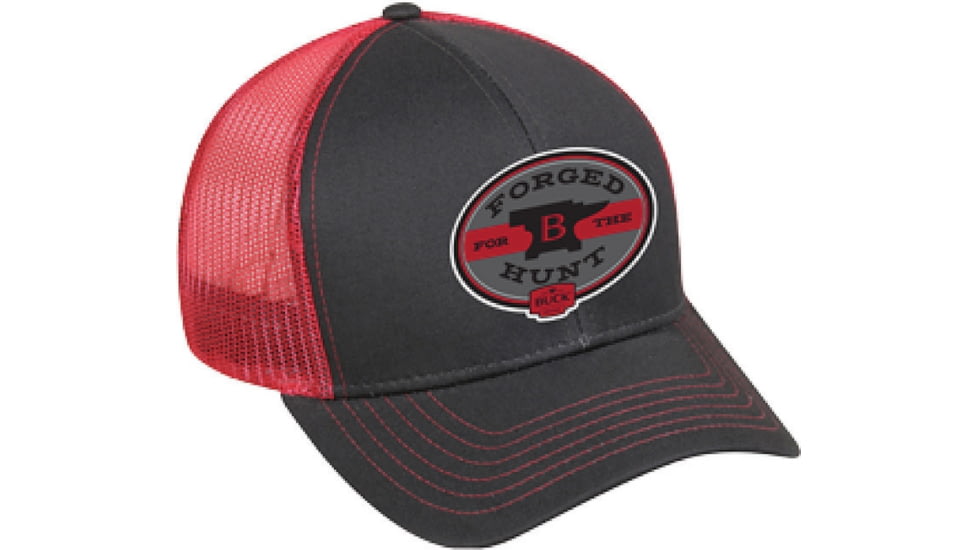 Buck Knives Forged for the Hunt Cap, 55% Cotton, 45% Polyester, One Size Fits Most, Gray And Red, 11604