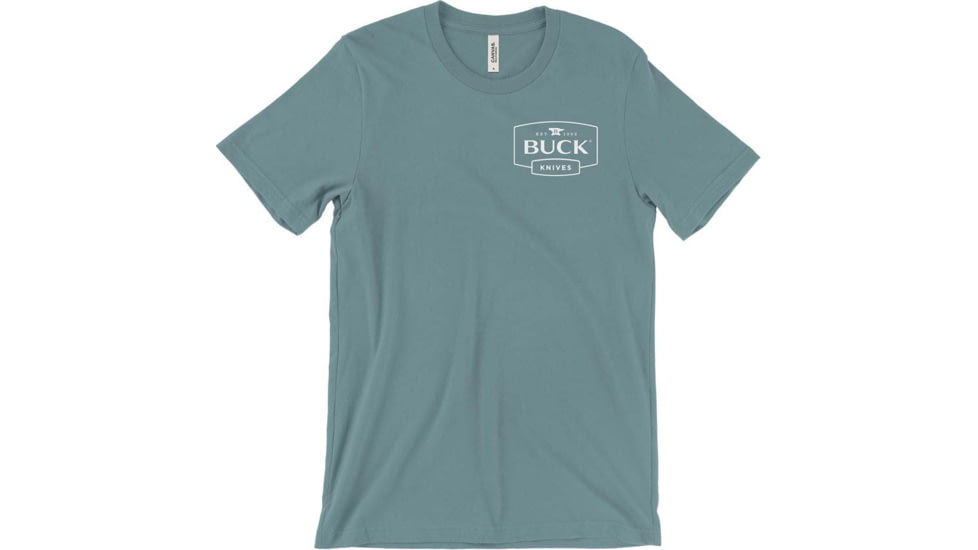 Buck Knives Front Chest Logo T-Shirts - Men's, Slate Blue, Large, Cotton, 13348