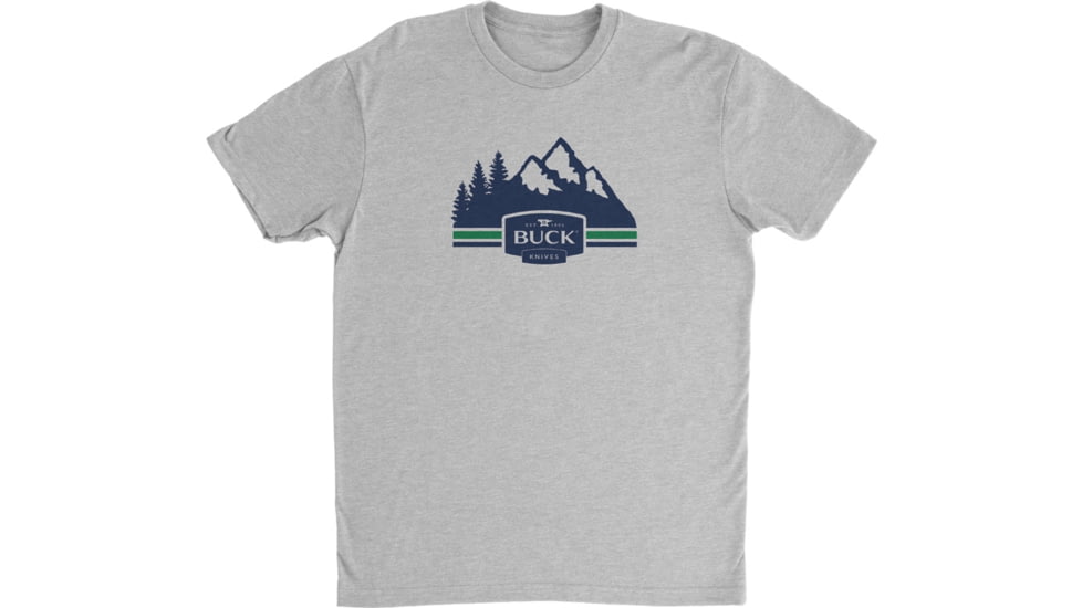 Buck Knives Mountains T-Shirt, Gray, Large, 12401