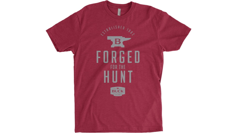 Buck Knives T Shirt Forged for the Hunt, Red, Extra Large, 11636