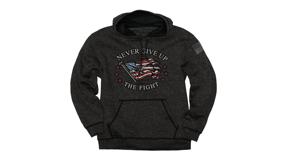 Buck Wear Never Give Up Hoodie - Mens, Black Heather, Large, 3603L
