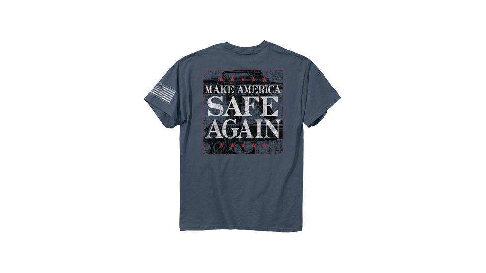 Buck Wear T-shirt ''america Safe Again'' S-sleeve Slate Med