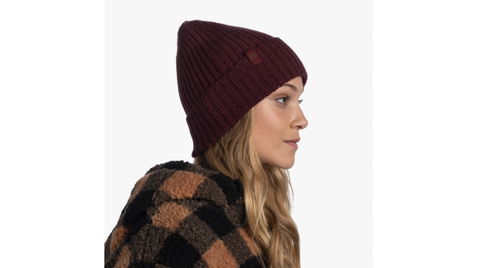 Buff Knitted Beanie, Norval Maroon, 124242.632.10.00