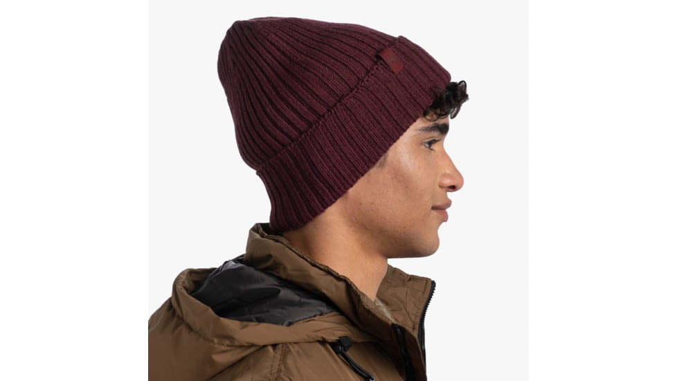 Buff Knitted Beanie, Norval Maroon, 124242.632.10.00