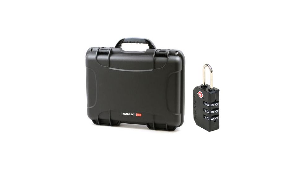 Nanuk 910 Hard Plastic Waterproof Case, Black w/ 3 Part Foam Insert 910-1001 with Nanuk padlock w/logo 900-LOCK NANUK 910-1001-KIT1