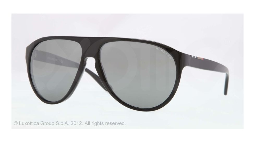 Burberry BE4142 Sunglasses 33966G-59 - Top Transp/black Frame, Gray Mirror Silver Lenses