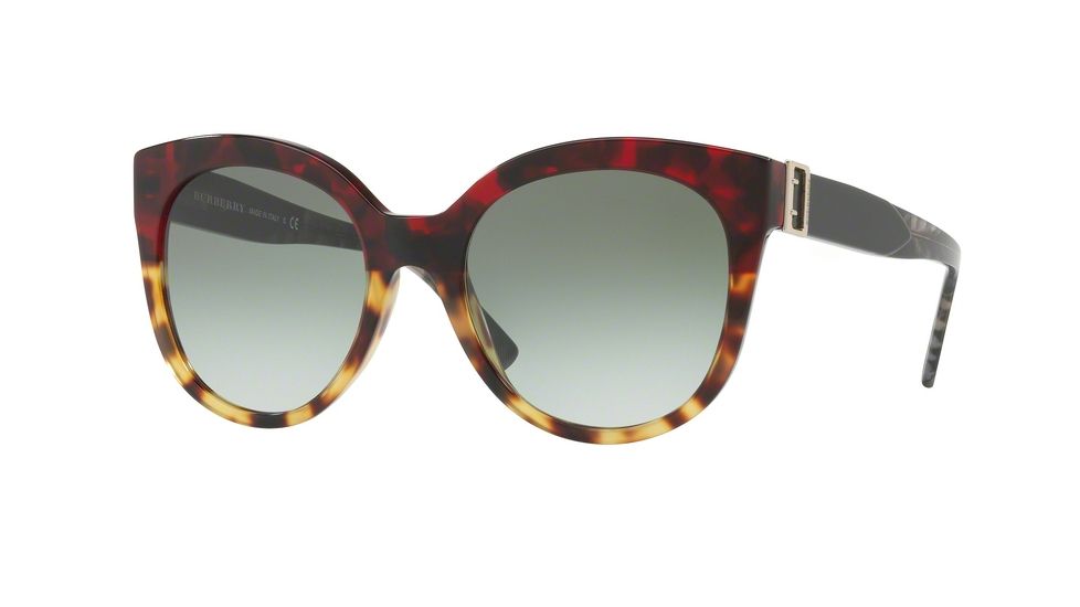 Burberry BE4243 Sunglasses 36358E-55 - Red Havana/light Havana Frame, Green Gradient Lenses