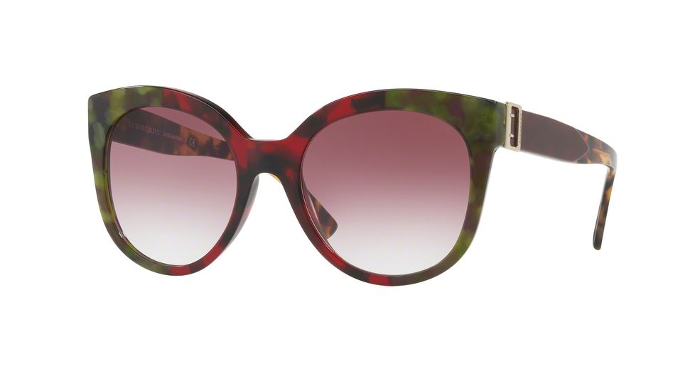 Burberry BE4243 Sunglasses 36388H-55 - Havana Green/bordeaux/green Frame, Violet Gradient Lenses