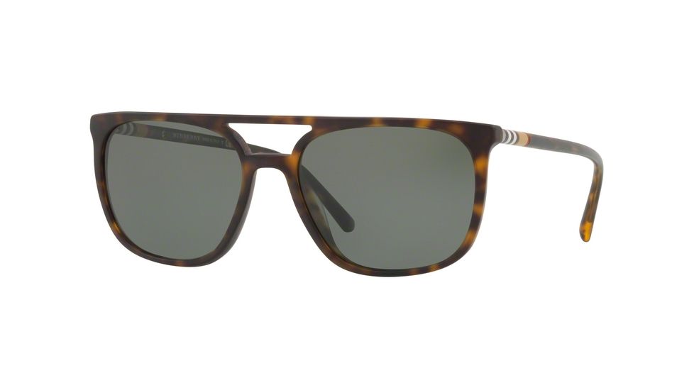 Burberry BE4257F Sunglasses 35369A-59 - Matte Dark Havana Frame, Polar Green Lenses