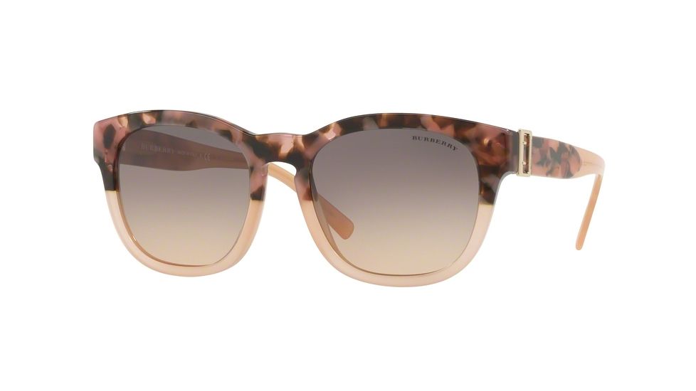 Burberry BE4258F Sunglasses 3678G9-56 - Brown Havana/pink Frame, Light Brown Gradient Grey Lenses