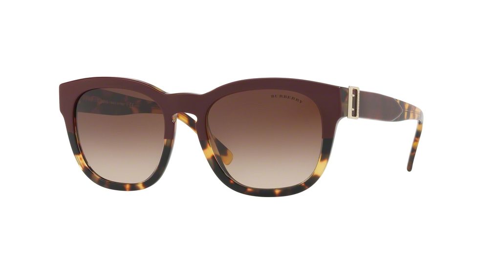 Burberry BE4258F Sunglasses 368013-56 - Top Grad Red On Tortoise Frame, Brown Gradient Lenses