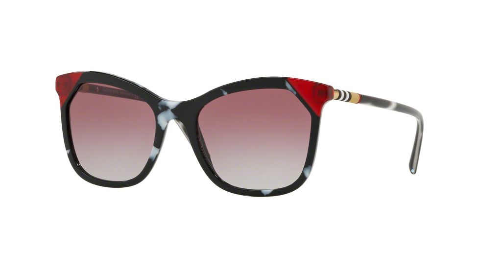 Burberry BE4263F Sunglasses 370990-54 - Black/tortoise White/red Frame, Grey Gradient Violet Lenses