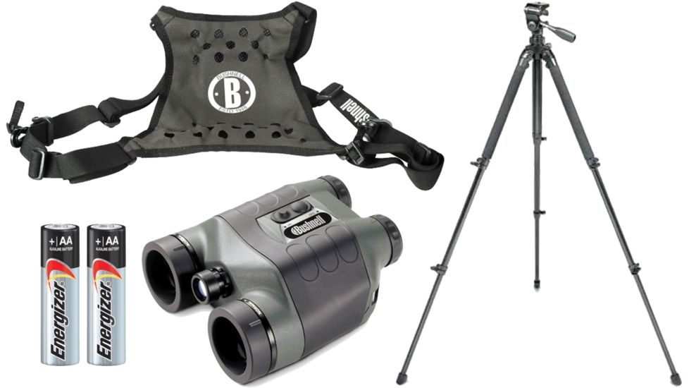 Bushnell Night Vision 2.5x42 Binocular Deluxe Kit w/ 2PK AA Batteries, Deluxe Harness, and 61in Advanced Tripod