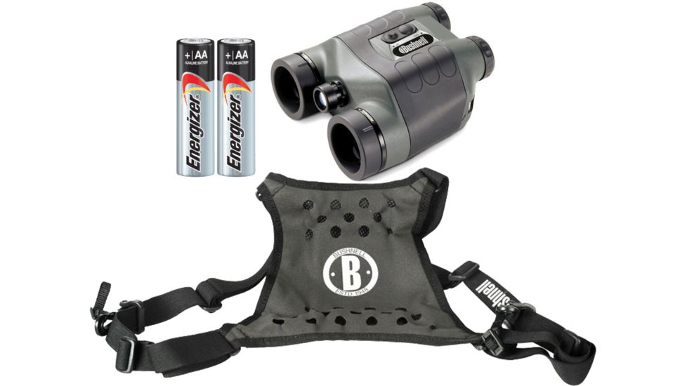 Bushnell Night Vision 2.5x42 Binocular Kit w/ 2PK Energizer AA Batteries and Deluxe Binocular Harness