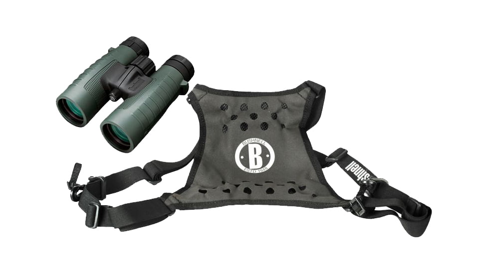 Bushnell Trophy XLT 8x42mm Roof BaK4 Prism Waterproof Binoculars 234208 and Bushnell Deluxe Binocular Harness Strap 191225