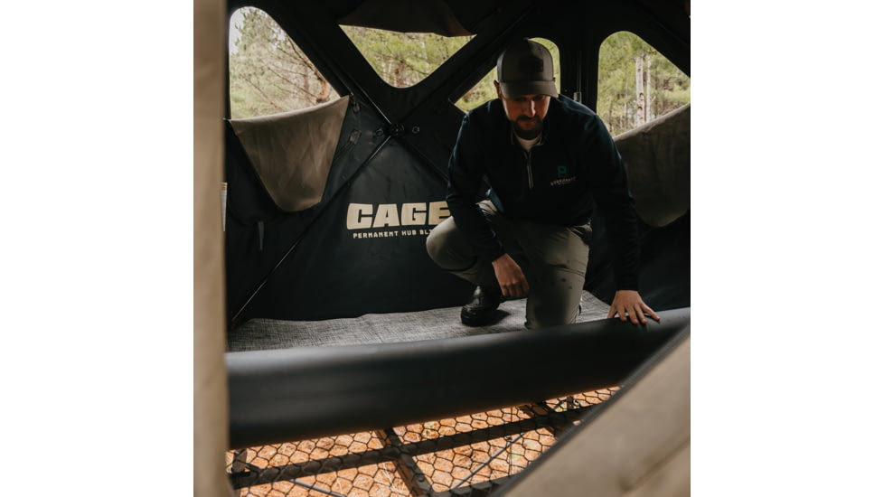 Cage Permanent Hub Blinds Floormat, 66in x 66in Footprint, Durable PVC Coated TearTuff, Closed-Cell Foam Backing, Use With Chairs, Dampen Sound, Offers Warmth, Gray, CRD30F