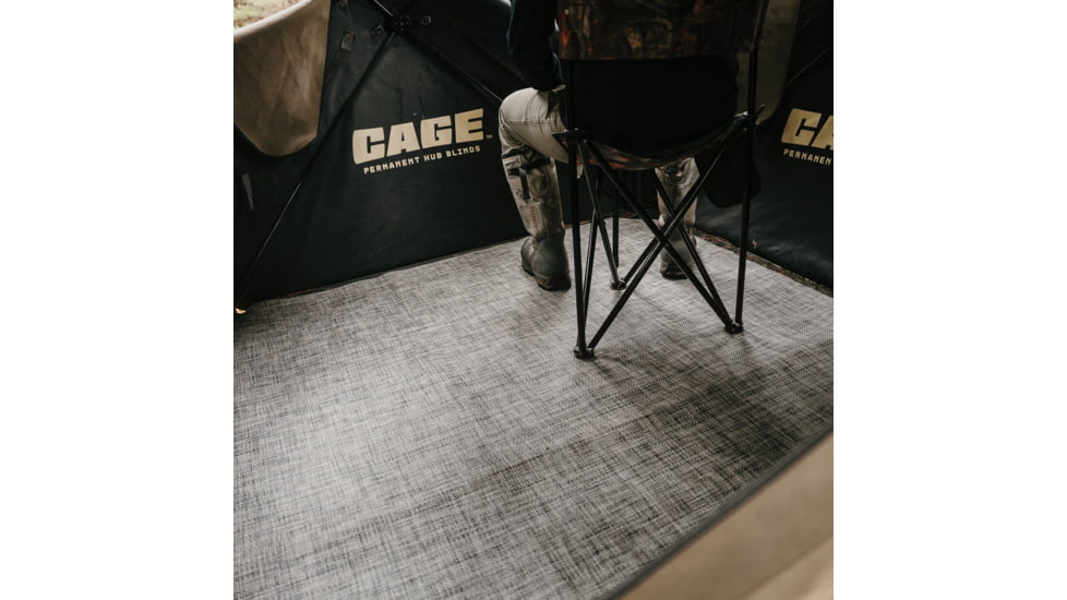 Cage Permanent Hub Blinds Floormat, 66in x 66in Footprint, Durable PVC Coated TearTuff, Closed-Cell Foam Backing, Use With Chairs, Dampen Sound, Offers Warmth, Gray, CRD30F