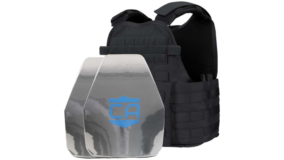 Caliber Armor AR550 11 x 14 Level III+ Body Armor w/ PolyShield Spall Coat and Condor MOPC Package, Black, Large/2XL, 19-AR550-MOPC-1114-SPC-BK