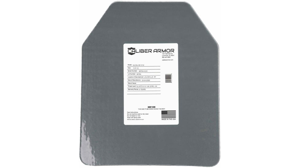 Caliber Armor CaliberHX IIIA Hard Armor Speed Plate, Caliber Gray, 8 X 10, 19-CALHX-0810