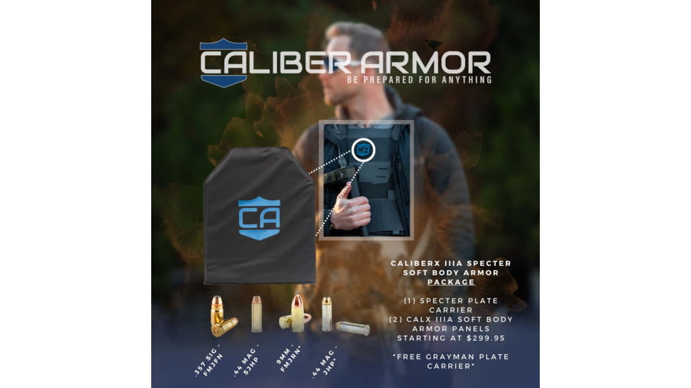 Caliber Armor CaliberX Specter IIIA Low Profile Package, Black, Medium, 19-CALX-SPECTER-BK