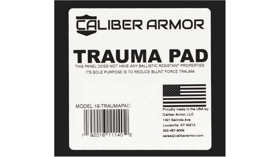 Caliber Armor Extreme Impact Trauma Pad Non-Ballistic, Black, 6'' X 6'', 19-TRAUMAPAD-0606