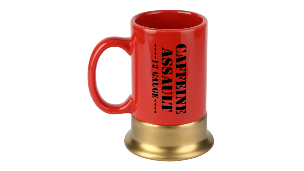 Caliber Gourmet Caffeine Assault Mug 12 Gauge, Red and Gold