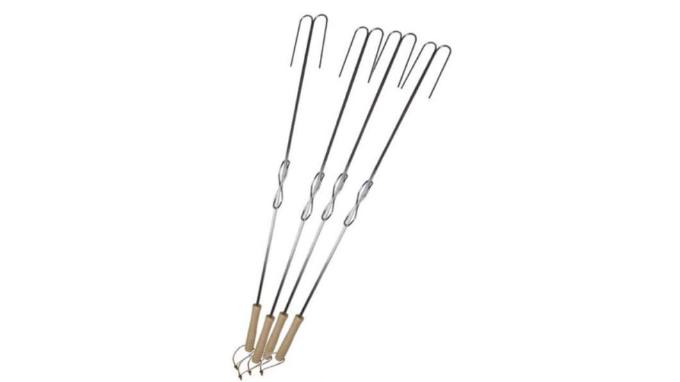 Camp Chef Safety Roasting Stick, 4 Piece, 4-Pack, Wood, Silver/Tan, SRS4E